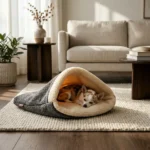 2-in-1 Dog Sleeping Bag & Burrow Bed, Soft Coral Fleece Mat - Image 4